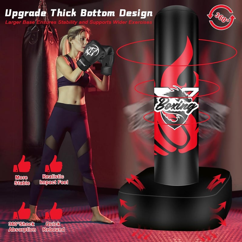 SPOXING Freestanding Punching Bag for Adult Teens, 70" Heavy Punching Bag with Boxing Gloves and Electric Air Pump for Beginners Kickboxing Training MMA Muay Thai Fitness Office Home Gym - Image 5
